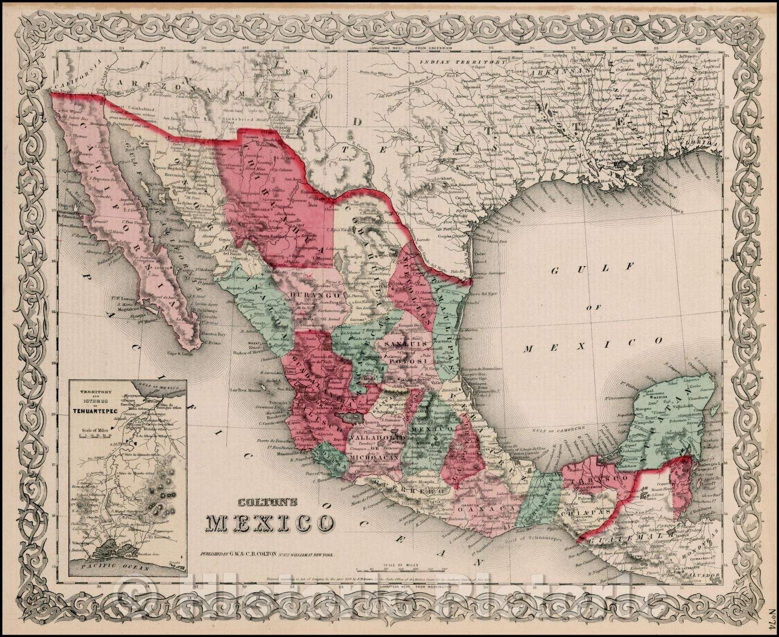 Historic Map - Colton's Mexico, 1859, Joseph Hutchins Colton v1