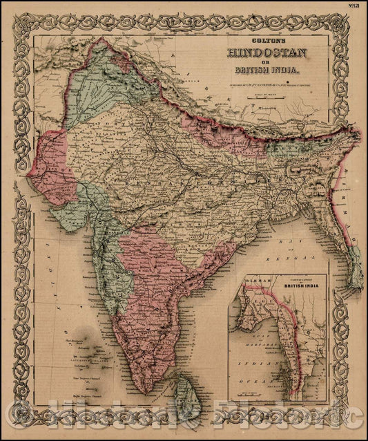 Historic Map - Colton's Hindostan or British India, 1859, Joseph Hutchins Colton v1