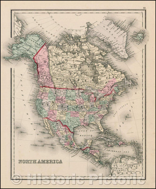 Historic Map - North America, 1873, O.W. Gray v1