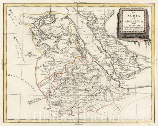 Historic Map - La Nubia ed Abissinia/Map of the Red Sea and continguous parts of Africa and Saudi Arabia, 1784, Antonio Zatta - Vintage Wall Art