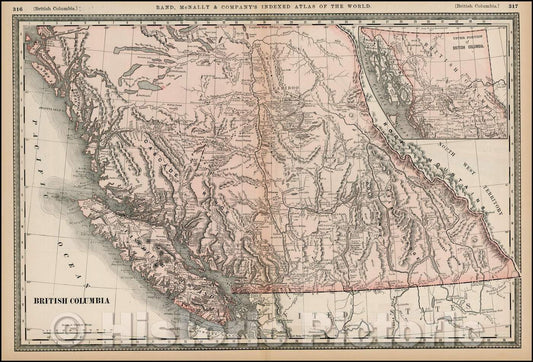 Historic Map - British Columbia, 1887, Rand McNally & Company - Vintage Wall Art