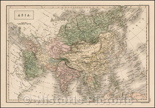 Historic Map - Asia, 1849, Adam & Charles Black - Vintage Wall Art
