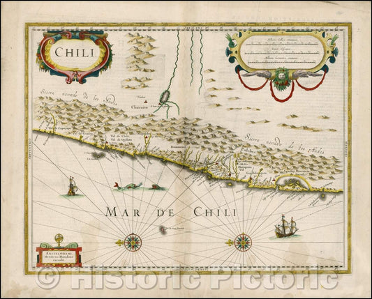 Historic Map - Chili [English edition!], 1635, Jan Jansson - Vintage Wall Art