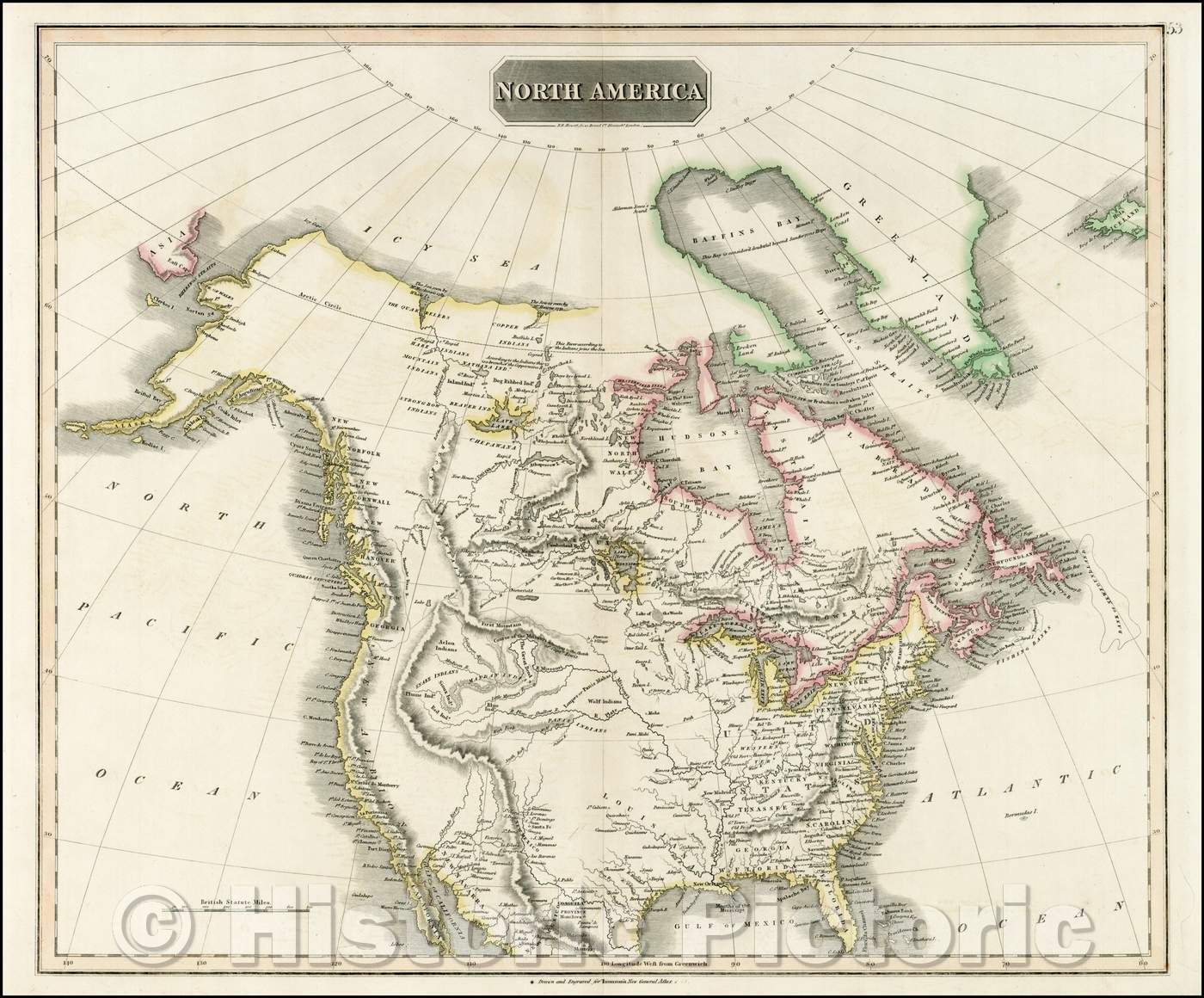 Historic Map - North America, 1817, John Thomson - Vintage Wall Art