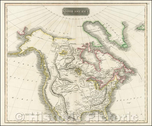 Historic Map - North America, 1817, John Thomson - Vintage Wall Art