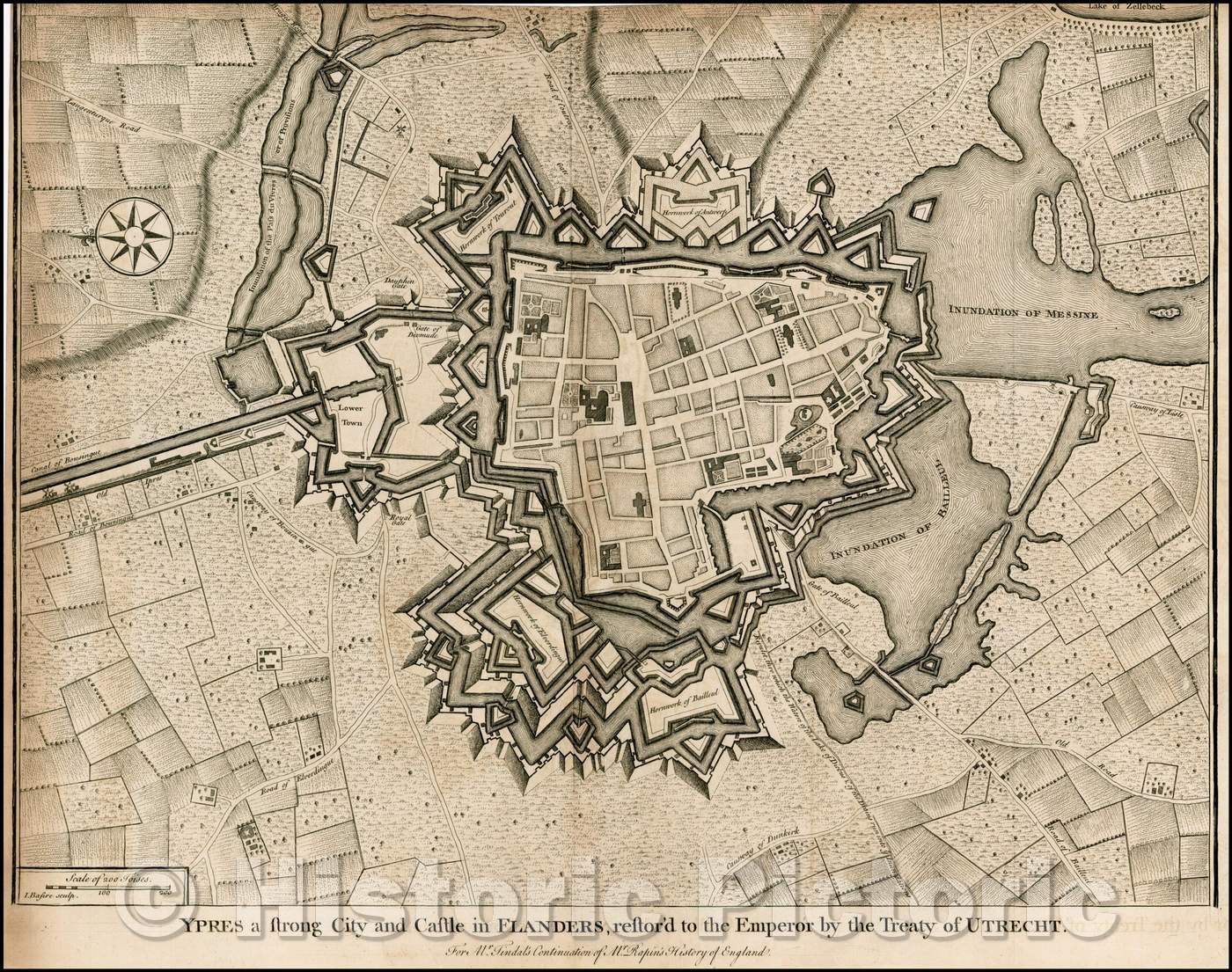 Historic Map - Flanders, restored to the Emperor, 1746, Paul de Rapin de Thoyras v1