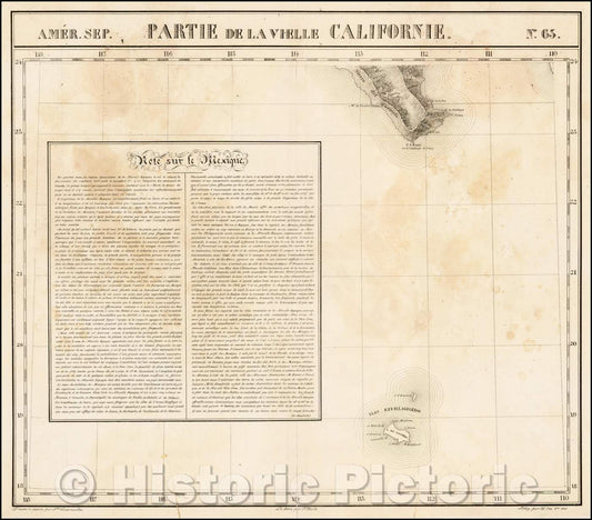 Historic Map - Amer. Sep. No. 63 Partie de la Vieille Californie [Baja California-Cabo :: Baja - Cabo San Lucas, 1825 - Vintage Wall Art