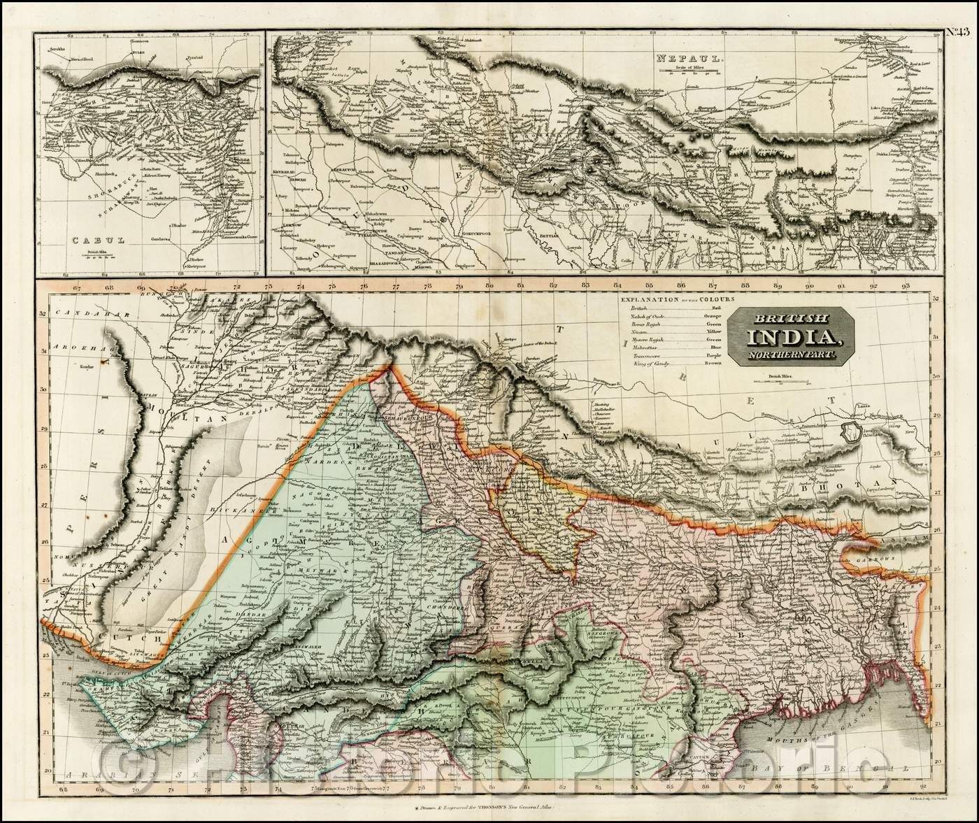 Historic Map - British India, Northern Part [with] Nepaul [with] Cabul, 1829, John Thomson v1