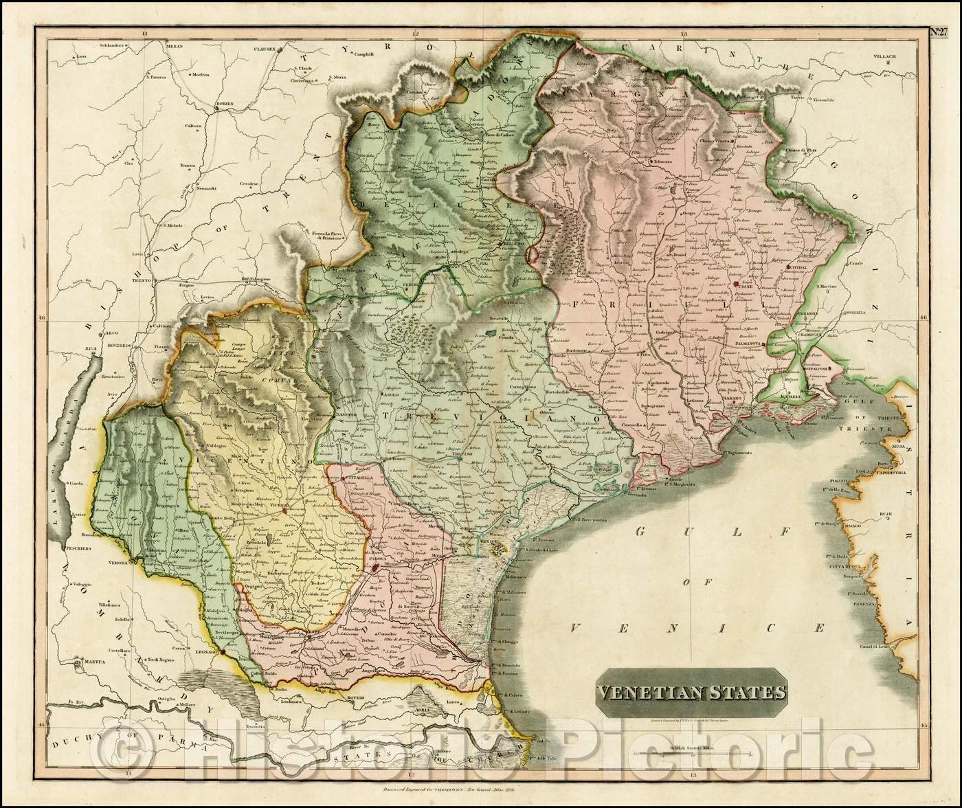 Historic Map - Venetian States, 1816, John Thomson - Vintage Wall Art