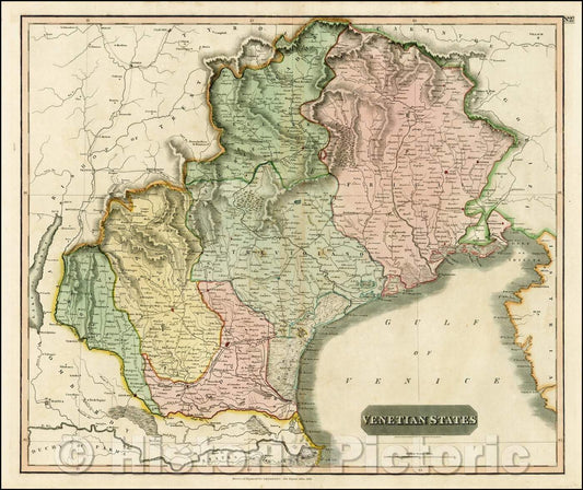 Historic Map - Venetian States, 1816, John Thomson - Vintage Wall Art