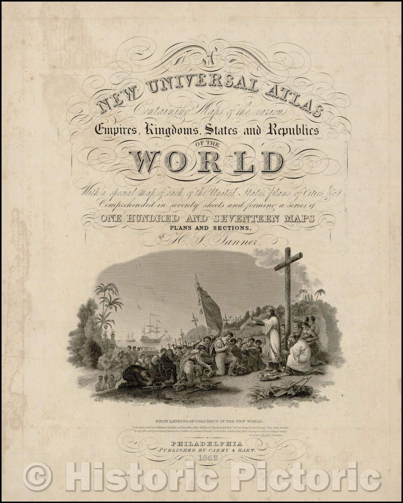 Historic Map - Title Page A New Universal Atlas, Containing Maps of the various Empires, Kingdoms, States and Republics of the World, 1843, Henry Schenk Tanner - Vintage Wall Art