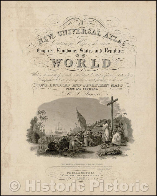 Historic Map - Title Page A New Universal Atlas, Containing Maps of the various Empires, Kingdoms, States and Republics of the World, 1843, Henry Schenk Tanner - Vintage Wall Art