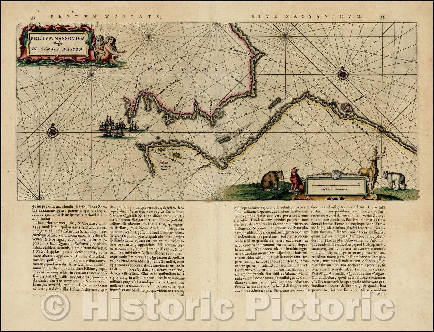Historic Map - Fretum Nassovium Vulgo De Straet Nassou/On the other side of Nassovium commonly Straet Nassou, 1660, Willem Janszoon Blaeu - Vintage Wall Art