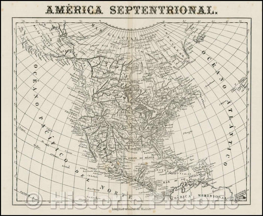 Historic Map - America Septtenrional, 1860, Anonymous - Vintage Wall Art