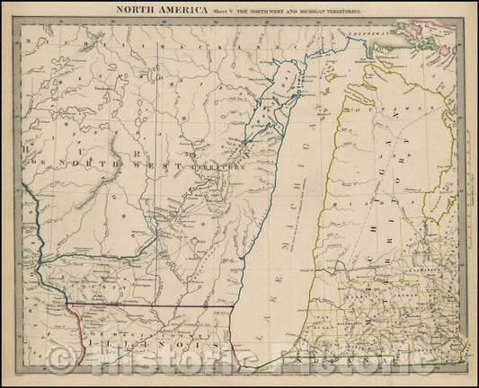 Historic Map - North America Sheet V The North West and Michigan Territories, 1833, SDUK v1