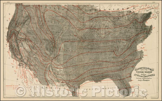 Historic Map - Climatological Map of the United States Showing Average Temperature, Amount of Rainfall, 1872, Gray - Vintage Wall Art