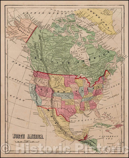 Historic Map - North America, 1856, Sidney Morse - Vintage Wall Art