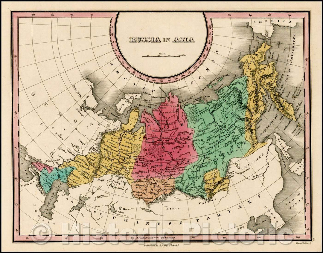 Historic Map - Russia in Asia, 1832, Anthony Finley - Vintage Wall Art