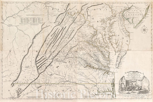 Virginia and Maryland - Fry-Jefferson Map, 1775 | Historical Map Print