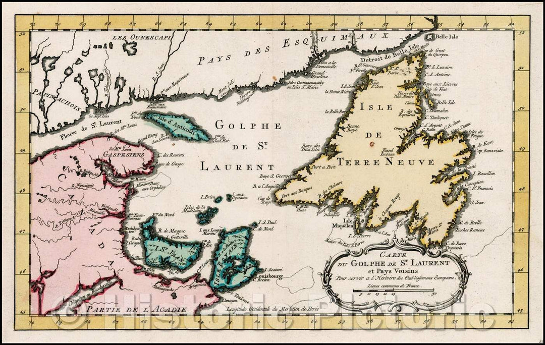 Historic Map - Carte Du Golphe De St. Laurent et Pays Voisons/Map of Virginia, Maryland, Delaware, and Part of New Jersey, 1770, A. Krevelt - Vintage Wall Art