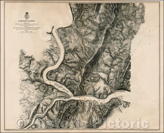 Historic Map - Harper's Ferry Prepared, 1867, U.S. War Department - Vintage Wall Art