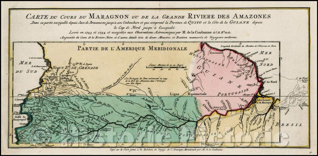 Historic Map - Carte Du Cours Du Maragnon ou de la Grande Riviere Des Am :: The Amazon River from the Andes to the Atlantic, 1773 - Vintage Wall Art