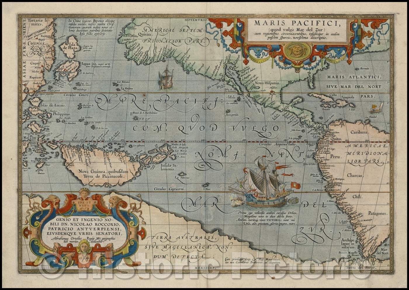 Historic Map - Maris Pacifici quod vulgo Mar del Zud, 1603, Abraham Ortelius v1