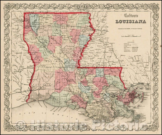 Historic Map - Colton's Louisiana, 1859, Joseph Hutchins Colton v1
