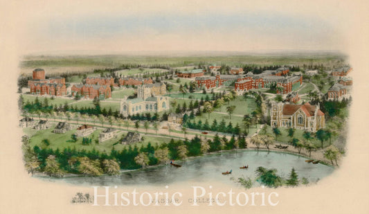 Vassar College - Bird's Eye View, 1905 ca | Historical Map Print