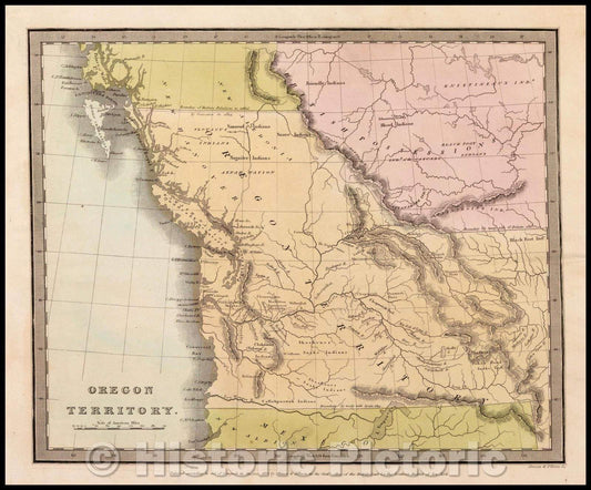 Historic Map - Oregon Territory, 1833, David Hugh Burr - Vintage Wall Art