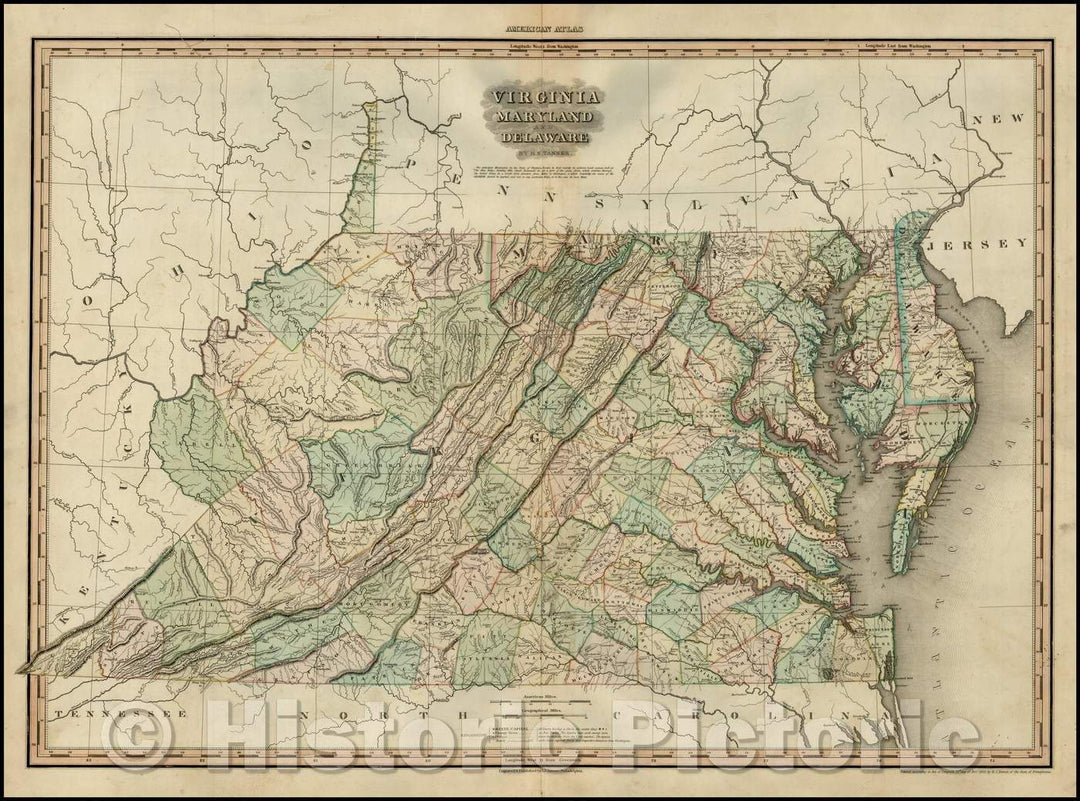Historic Map - Virginia Maryland & Delaware, 1820, Henry Schenk Tanner v1
