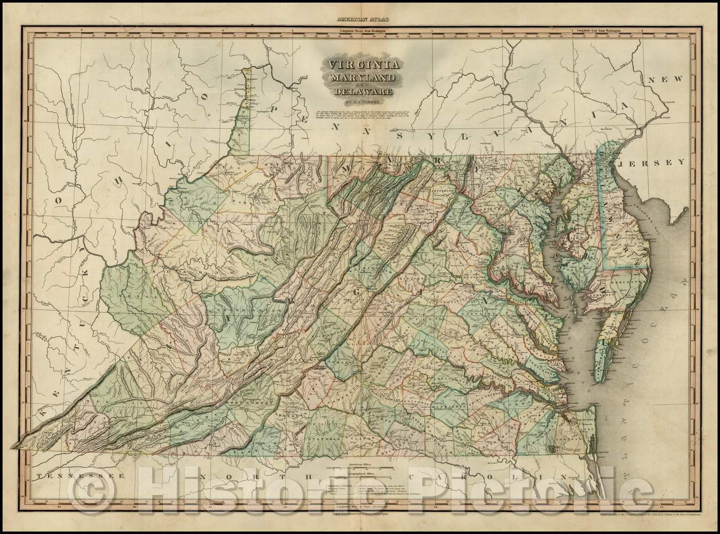 Historic Map - Virginia Maryland & Delaware, 1820, Henry Schenk Tanner v1