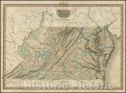 Historic Map - Virginia Maryland & Delaware, 1820, Henry Schenk Tanner v1