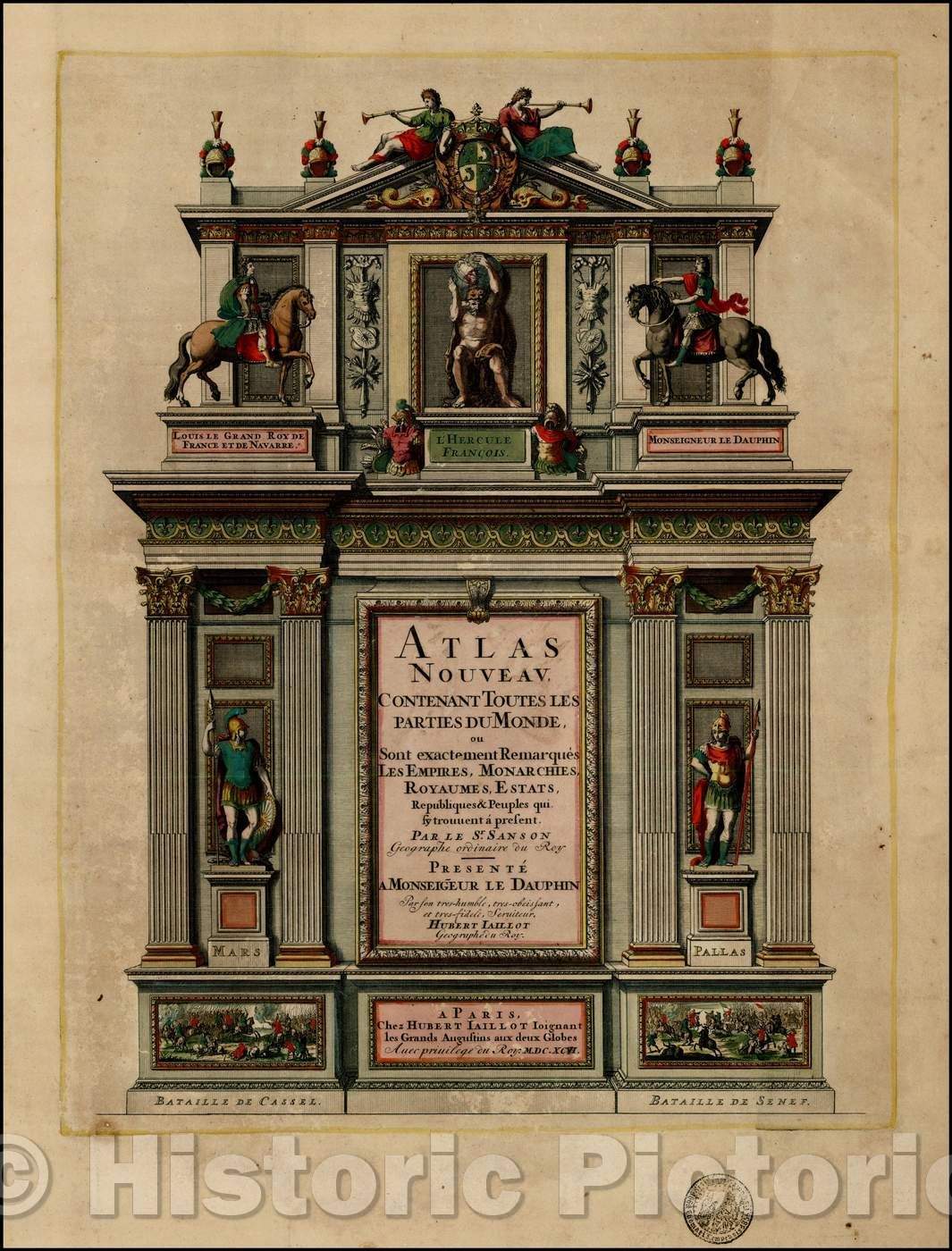 Historic Map - [Title Page] Atlas Nouveau Contenant Toutes les Parties du Monde/Example of the Title Page from Jaillot's Atlas Nouveau, 1694 - Vintage Wall Art
