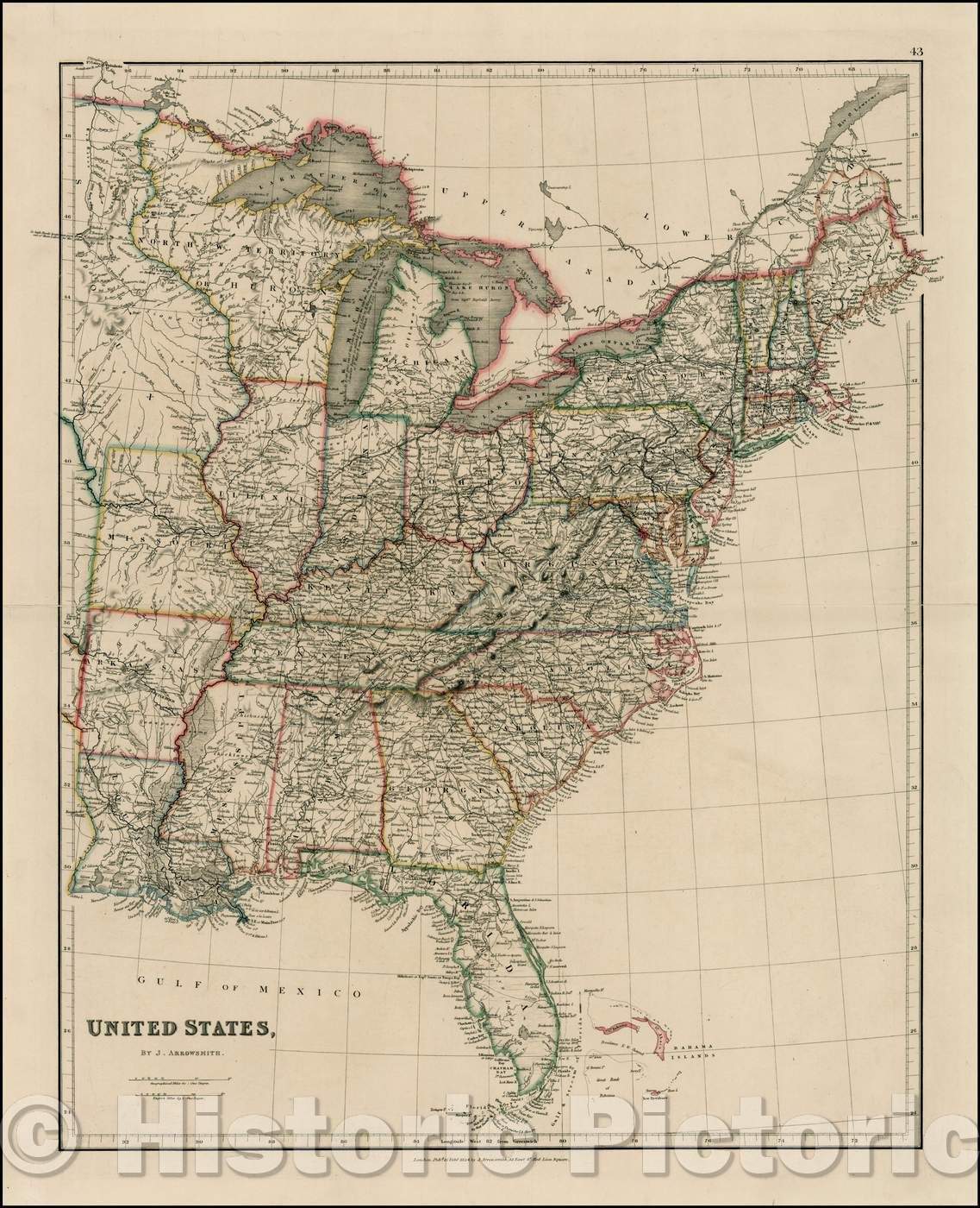 Historic Map - United States, 1834, John Arrowsmith - Vintage Wall Art