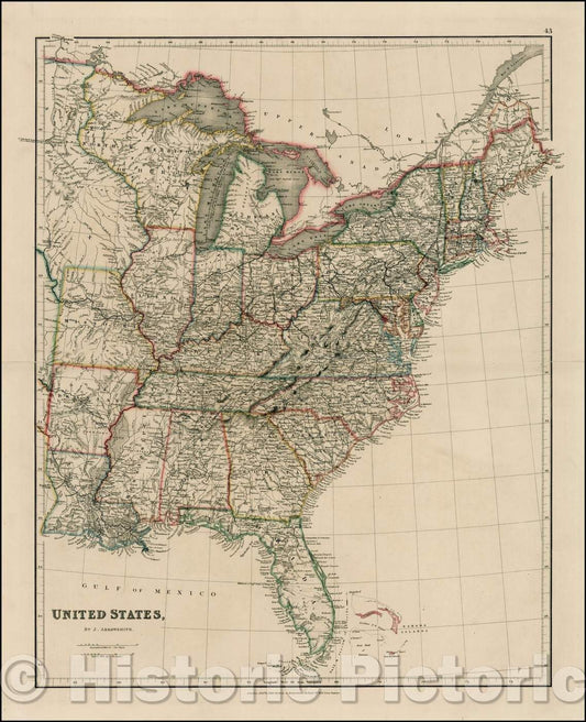 Historic Map - United States, 1834, John Arrowsmith - Vintage Wall Art
