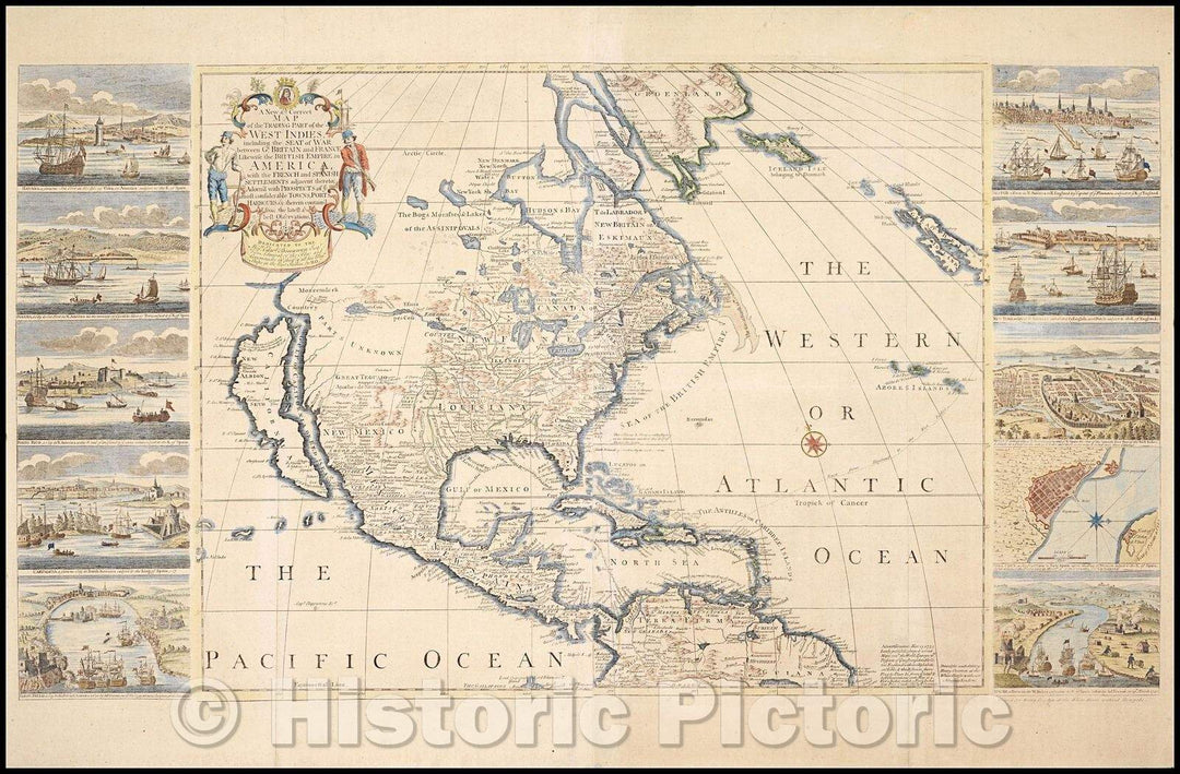 Historic Map - A New & Correct Map of the Trading Part of the West Indies, including the Seat of War between Gr. Britain and Spain, 1759, Henry Overton - Vintage Wall Art