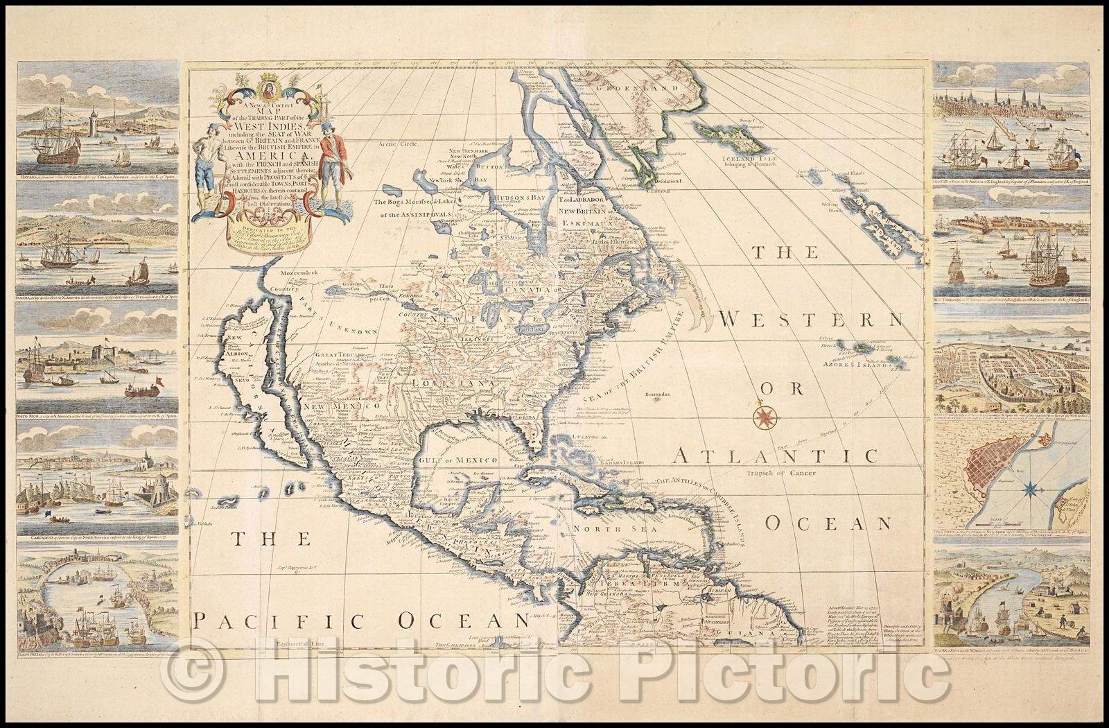 Historic Map - A New & Correct Map of the Trading Part of the West Indies, including the Seat of War between Gr. Britain and Spain, 1759, Henry Overton - Vintage Wall Art