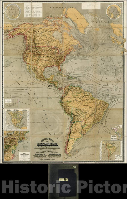 Historic Map - Neueste Karte von America, 1880, C. F. Baur - Vintage Wall Art