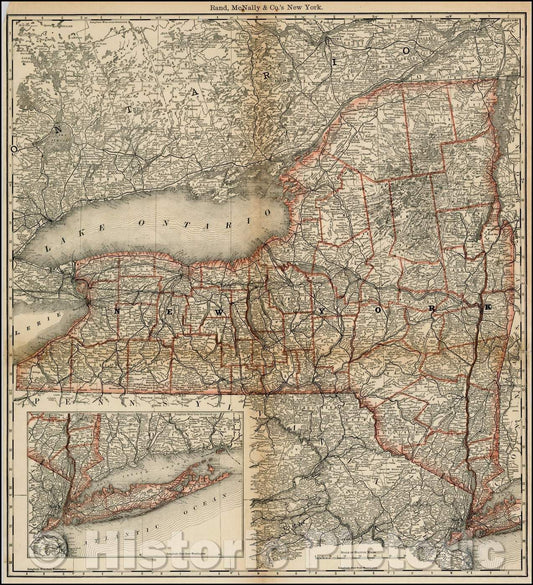 Historic Map - Rand McNally & Co.'s New York, 1881, Rand McNally & Company - Vintage Wall Art