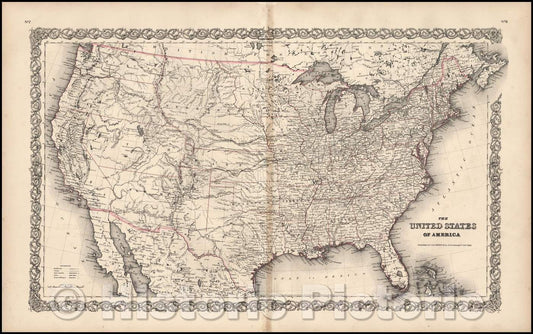 Historic Map - The United States of America [rare variant!], 1855, Colton - Vintage Wall Art