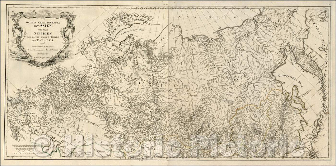 Historic Map - Dritter Theil Der Karte von Asien, welcher Siberien und Einige Andere Thei :: Asia, which Siberia, 1787 - Vintage Wall Art