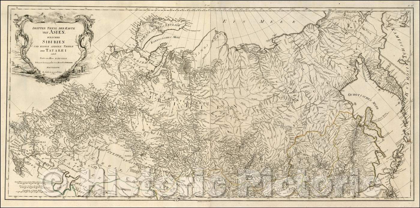 Historic Map - Dritter Theil Der Karte von Asien, welcher Siberien und Einige Andere Thei :: Asia, which Siberia, 1787 - Vintage Wall Art