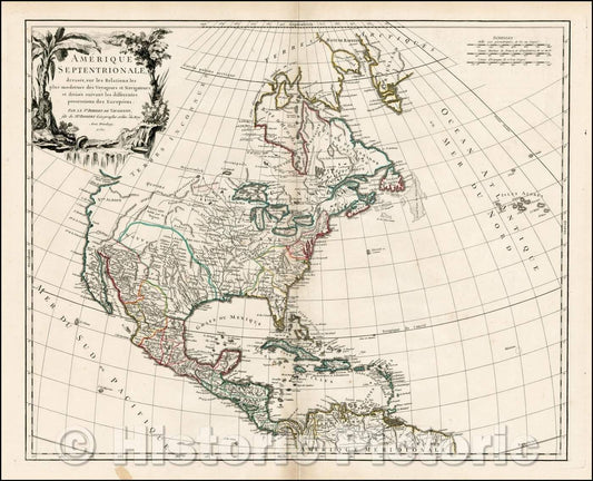 Historic Map - Amerique Septenrionale dressee sur les Relations les plus modernes des Voyageurs et Navigateurs, 1750 v1