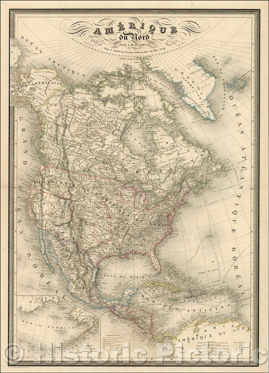 Historic Map - Amerique du Nord, 1854, Adolphe Hippolyte Dufour v1