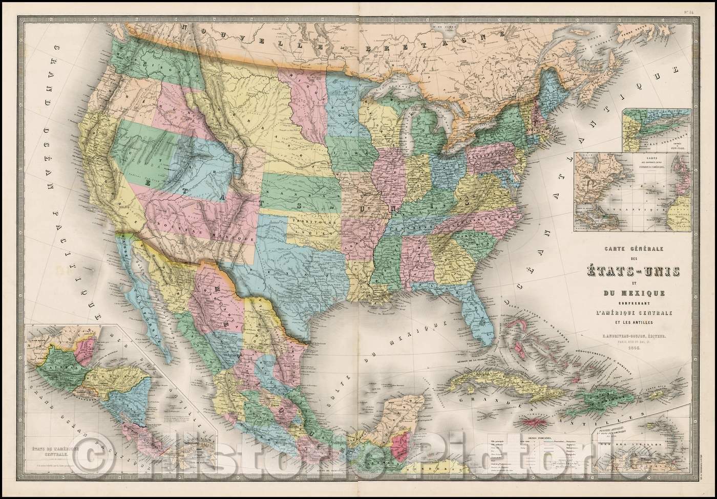Historic Map - Carte Generale Des Etats-Unis Et Du Mexique, 1865, Eug?e Andriveau-Goujon v1