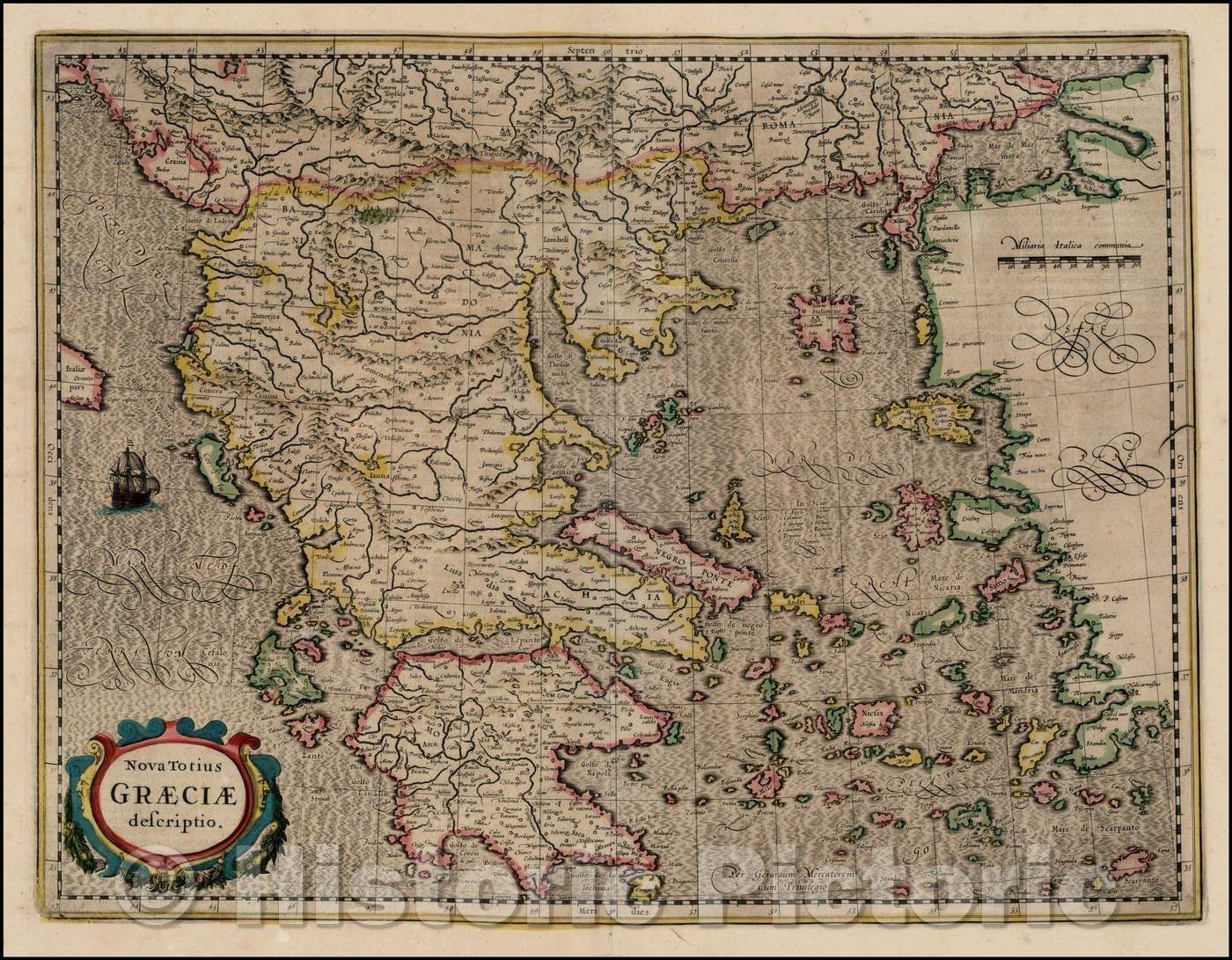 Historic Map - Nova Totius Graeciae descriptio, 1620, Gerard Mercator - Vintage Wall Art