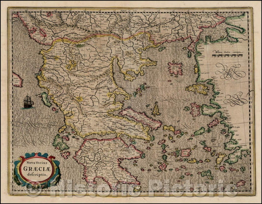 Historic Map - Nova Totius Graeciae descriptio, 1620, Gerard Mercator - Vintage Wall Art