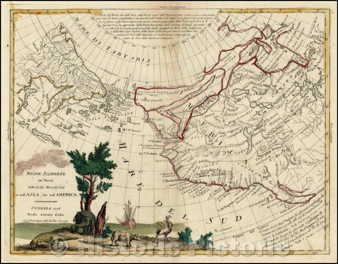 Historic Map - Nuove Scoperte de' Russi al Nord del Mare del Sud si nell'Asia, che nell'America, 1776, Antonio Zatta v1