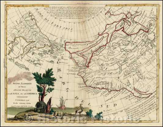 Historic Map - Nuove Scoperte de' Russi al Nord del Mare del Sud si nell'Asia, che nell'America, 1776, Antonio Zatta v1